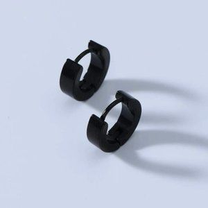 Stainless Steel Hoop Stud Earring Black Women Men